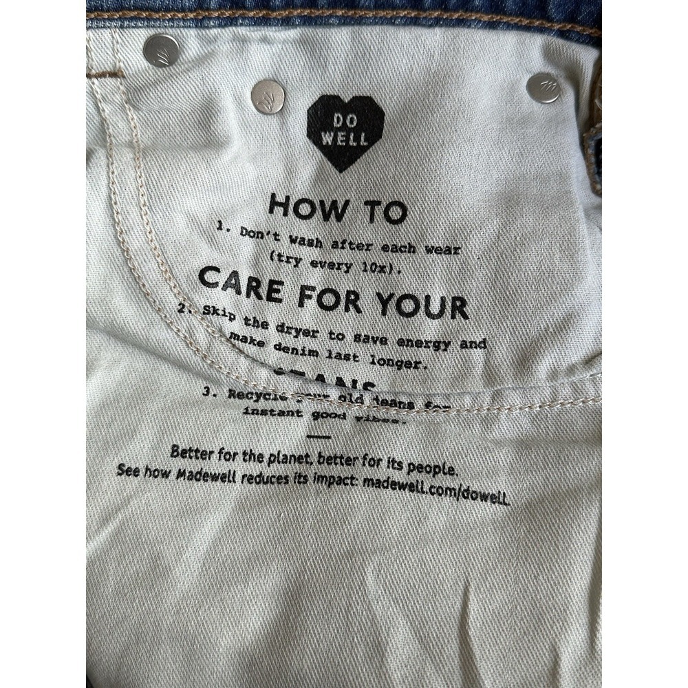 MADEWELL Wide 29" Inseam Leg Crop Destressed Denim Blue High Waist Sz 25 - Picture 13 of 14